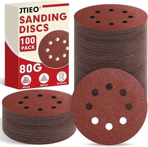 JTIEO 5 Inch Sanding Discs – 180 PCS Sandpaper Assortment for Orbital Sander Pads, Hook & Loop Sanding Pads, Round Sanding Disc Set for Random Orbital Sanders in Kuwait