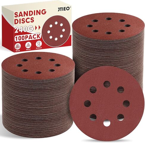 JTIEO 5 Inch Sanding Discs – 180 PCS Sandpaper Assortment for Orbital Sander Pads, Hook & Loop Sanding Pads, Round Sanding Disc Set for Random Orbital Sanders in Kuwait