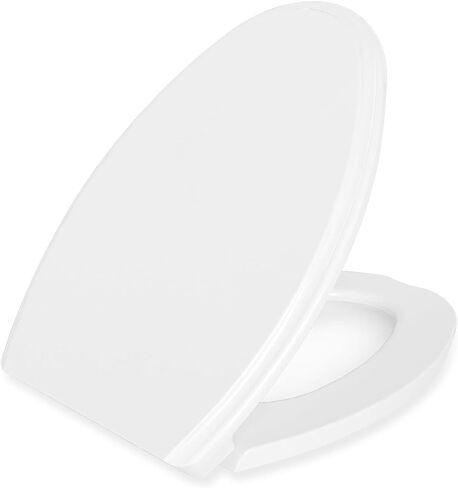Elongated(Oval) Toilet Seat, Quick-Attach Hardware Metal Hinges, Heavy Duty, Slow Soft and Quiet Close, Durable and Sturdy, Easy to clean, Fits Elongated(Oblong) Toilets, White(18.5″) in Kuwait