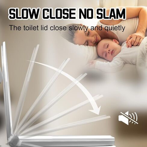 Elongated(Oval) Toilet Seat, Quick-Attach Hardware Metal Hinges, Heavy Duty, Slow Soft and Quiet Close, Durable and Sturdy, Easy to clean, Fits Elongated(Oblong) Toilets, White(18.5″) in Kuwait
