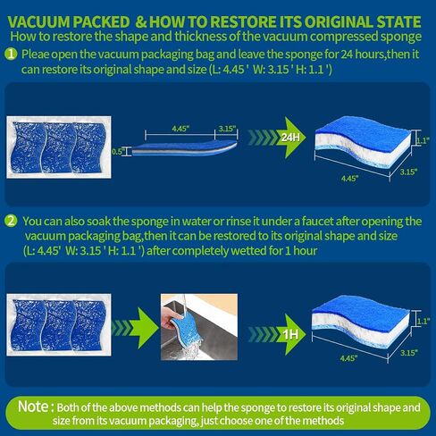 إسفنج اللب الأزرق الخشبي 12pack غير السليلوز غير السليلوز ، إسفنجة غسل الصحون ثنائية الجانب للمطبخ in Saudi Arabia