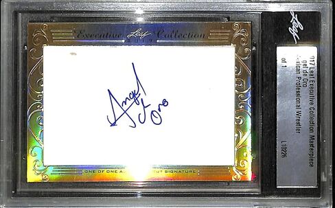 وقعت Angel de Oro Scuped 2017 Leaf Executive Collection Masterpiece 1/1 Card Cmll NJP - MLB بطاقات البيسبول الموقعة MLB in Saudi Arabia
