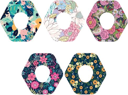 25pcs Adhesive Over Patches for Dexcom G7, 5 Patterns Waterproof Breathable Sensor Cover, Colorful Floral CGM Overpatch, Monitor Tape Stickers Compatible with Dexcom G7 Accessories(Flower Styles) in Saudi Arabia