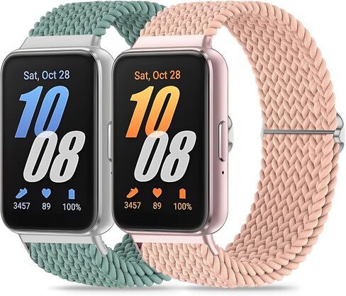 2 حزمة مضفر نايلون مسدود متوافق مع Samsung Galaxy Fit 3 Band for Women Men ، منفردة حلقة مرنة المعصم الحزام الناعم القابل للتعديل من أجل Galaxy Fit 3 Band SM-R390 in Kuwait