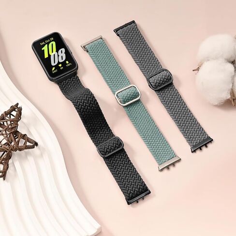 2 حزمة مضفر نايلون مسدود متوافق مع Samsung Galaxy Fit 3 Band for Women Men ، منفردة حلقة مرنة المعصم الحزام الناعم القابل للتعديل من أجل Galaxy Fit 3 Band SM-R390 in Kuwait