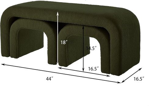 GDFStudio Teddy Long Bed Bench Set of 3 U-Shaped Modern End of Bed Ottoman Bench with Sherpa Fabric Rectangular Window Bench Foot Rest Stool Bolster Bench for Bedroom Entryway Living Room, Black in Kuwait