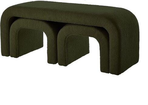 GDFStudio Teddy Long Bed Bench Set of 3 U-Shaped Modern End of Bed Ottoman Bench with Sherpa Fabric Rectangular Window Bench Foot Rest Stool Bolster Bench for Bedroom Entryway Living Room, Black in Kuwait