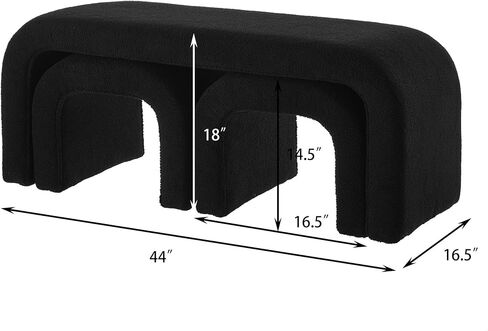 GDFStudio Teddy Long Bed Bench Set of 3 U-Shaped Modern End of Bed Ottoman Bench with Sherpa Fabric Rectangular Window Bench Foot Rest Stool Bolster Bench for Bedroom Entryway Living Room, Black in Kuwait
