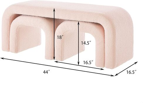 GDFSTUDIO TEDDY BED BECK LONG مجموعة من 3 نهاية حديثة على شكل حرف U مقعد العثمانيين مع قماش Sherpa مستطيل النافذة مقاعد البدل in Kuwait