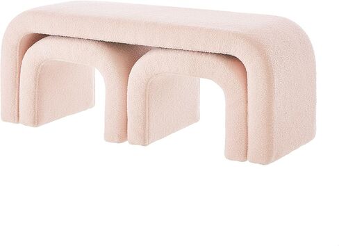 GDFSTUDIO TEDDY BED BECK LONG مجموعة من 3 نهاية حديثة على شكل حرف U مقعد العثمانيين مع قماش Sherpa مستطيل النافذة مقاعد البدل in Kuwait
