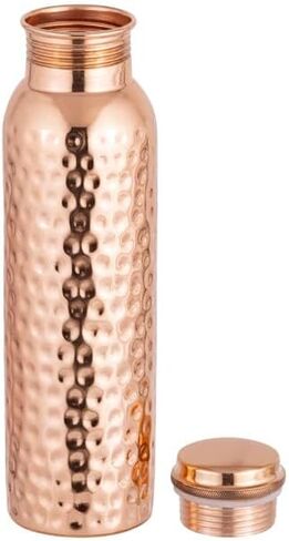Copper Water Bottle - 34 Oz Extra Large - A Hammered Ayurvedic Pure Copper Vessel For Drinking - Drink More Water, Lower Your Sugar Intake And Enjoy The Health Benefits Immediately in Saudi Arabia