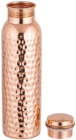 Copper Water Bottle - 34 Oz Extra Large - A Hammered Ayurvedic Pure Copper Vessel For Drinking - Drink More Water, Lower Your Sugar Intake And Enjoy The Health Benefits Immediately in Saudi Arabia