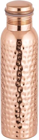Copper Water Bottle - 34 Oz Extra Large - A Hammered Ayurvedic Pure Copper Vessel For Drinking - Drink More Water, Lower Your Sugar Intake And Enjoy The Health Benefits Immediately in Saudi Arabia