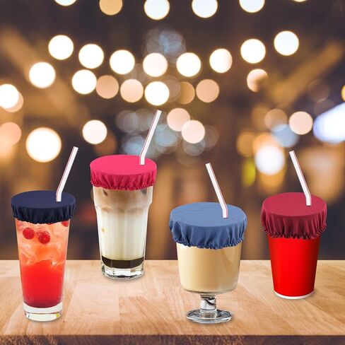 20pcs Drink Cover Scrunchie, Women's Drink Protectors with Straw Holes Drug-Proof Reusable Drink Lids Drink Cap for Nightclubs Party (Blue, Hidden Blue, Wine Red, Pink), 3.94in in Saudi Arabia