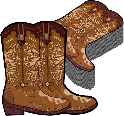 50 PCS Cowboy Boot Napkins - زخارف الحفلات الغربية ، وايلد كاورز رعاة البقر المناديل على شكل دش الطفل ، روديو ، غداء عيد الميلاد ، ديكور مائدة عشاء ، لحزب لصالح in Saudi Arabia