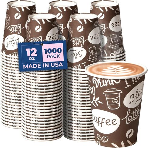 Fit Meal Prep 8 oz Coffee Cups 500 Count, Leak-Proof Hot Cup, Disposable Paper Coffee Cup Bulk for Hot/Cold Beverage, Durable Thickened Paper Cups for Party, Office, Bussines, Home, Bistros in Saudi Arabia