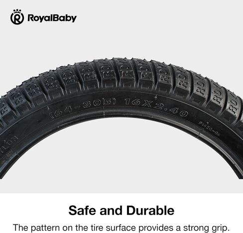 Royalbaby Bike Out Tyre 12-20 Inch ، Wide 2.125 "-2.4" ، قطع غيار الدراجات ، أسود/أبيض in Kuwait