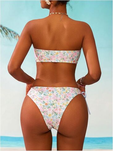 Gorglitter نساء الأزهار bikini bikini مجموعة ثونغ سلسلة عالية قطع السباحة in Saudi Arabia