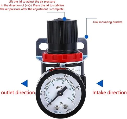 AR2000 1/4 "G -Thread 4mm 6mm 8mm 10mm 12mm 1mm pneumatic Air Compressor Reduction Mostruction Monstractions منظم الضغط (AR2000 W PC10MM ، 5 PCS) in Saudi Arabia