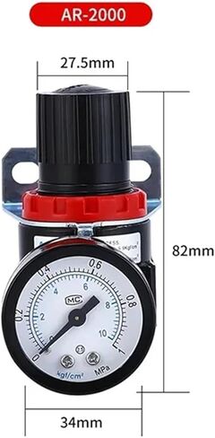AR2000 1/4 "G -Thread 4mm 6mm 8mm 10mm 12mm 1mm pneumatic Air Compressor Reduction Mostruction Monstractions منظم الضغط (AR2000 W PC10MM ، 5 PCS) in Saudi Arabia