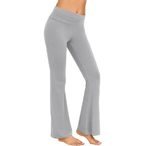 Ekouaer Fold Over Yoga Pants for Women Flare Leggings Comfy Pajama Pants Lounge Bell Bottom Pants Light Grey XL in Saudi Arabia