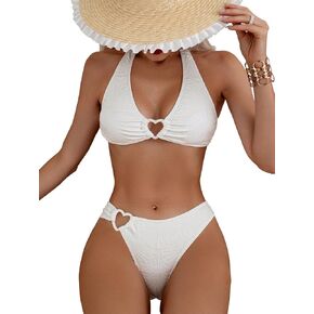 SKAYS Women Heart-Shaped Ring Printed Bikini Two-Piece Set Fashion Sexy Backless Lace-Up Swimsuit Set in Saudi Arabia