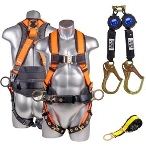 Palmer Safety Twin 6 'Kit I 5pt Hammerhead Harness ، شريان الحياة المزدوج ذاتيًا ، 4 بوصات سوار ARM ISHA/ANSI Fall Kit (Hi -Vis Orange - LG) ، كبير in Kuwait