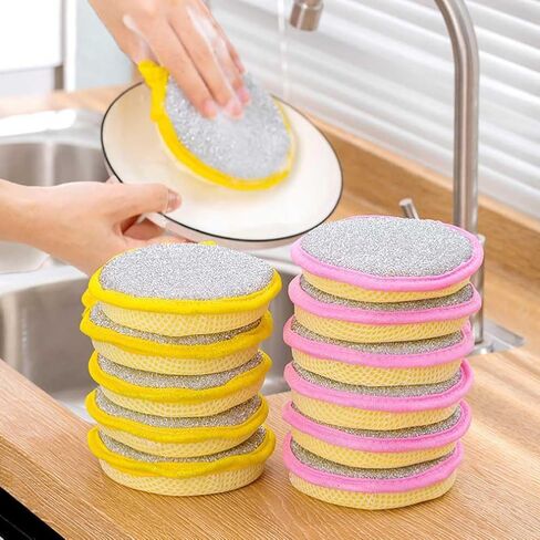 20 Pcs Washing Dishes Sponges Double-Sided Dishwashing Sponge Scrubber Round Non-Scratch Scrub Sponges Pads Kitchen Cleaning Tools for Dishes, Pots, Pans, Sink, Basin in Saudi Arabia