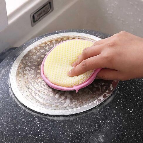 20 Pcs Washing Dishes Sponges Double-Sided Dishwashing Sponge Scrubber Round Non-Scratch Scrub Sponges Pads Kitchen Cleaning Tools for Dishes, Pots, Pans, Sink, Basin in Saudi Arabia