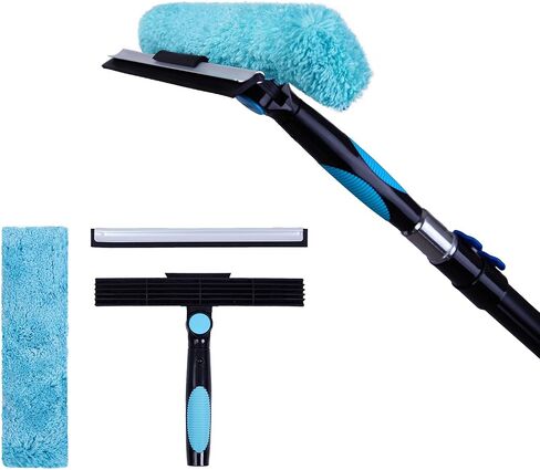 11" Window Squeegee and Microfiber Scrubber 2-in-1 Combo Cleaning Tools (Attachement Only) (1) in Kuwait