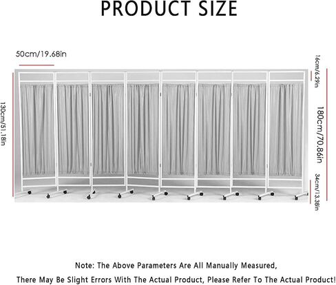 Hospital Privacy Screen,Breathable Nylon,Foldable W/Silent Wheels - 3/4/5/6/7/8 Panels Multiple Specifications Available(8Panel) in Saudi Arabia