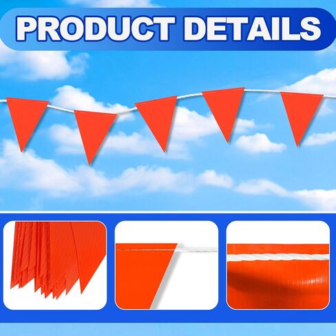102 قدم عالي الكثافة 60 PCS المثلثات راية المثلث-علامة سلامة وعلامة الحدث متينة للاستخدام الصناعي والخارجي (Orange (102 قدم ، 60 ٪)) in Kuwait