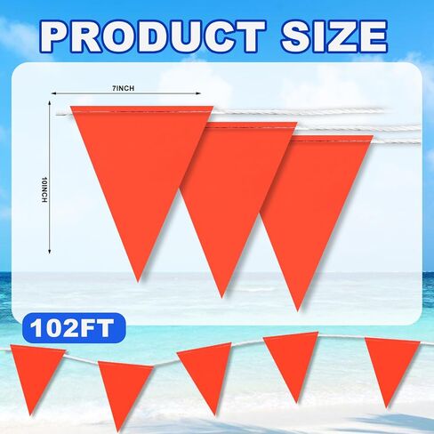 102 قدم عالي الكثافة 60 PCS المثلثات راية المثلث-علامة سلامة وعلامة الحدث متينة للاستخدام الصناعي والخارجي (Orange (102 قدم ، 60 ٪)) in Kuwait