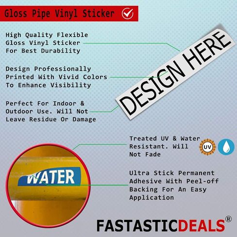 Sprinkler Fire Permanent Adhesive Vinyl Label Pipe Marker 8x2 in. Set of 5 Pipe Markers Only in Saudi Arabia