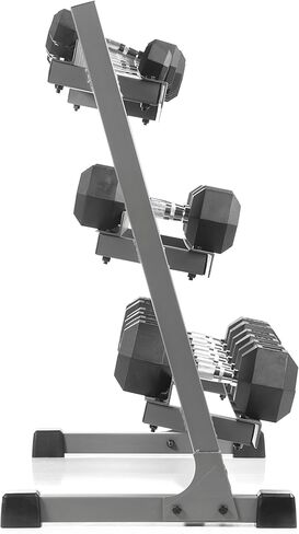 XMARK Dumbbell Set with Rack, Weights Dumbbells, Multiple Free Weights and Horizontal Storage for Home Gym Strength Training, Storage Rack Color Options in Kuwait