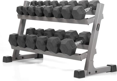 XMARK Dumbbell Set with Rack, Weights Dumbbells, Multiple Free Weights and Horizontal Storage for Home Gym Strength Training, Storage Rack Color Options in Kuwait