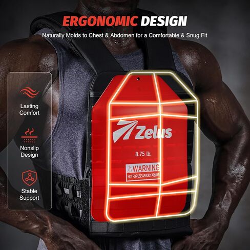 ZELUS 2 Weighted Vest Plates, 5.75/8.75/13.75 lb. Curved Weight Vest Plates for Workout, Steel Tactical Weight Plates for Vest with Clear Markings, Ergonomic Training Plates for Running Training CrossFit in Saudi Arabia