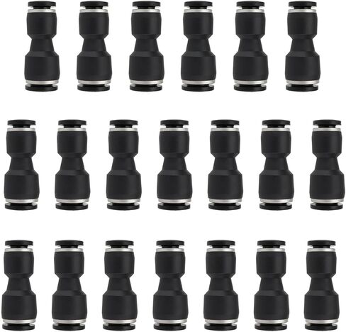 20 PCS 6MM إلى 8MM أسود مخفض مستقيم لتوصيل التجهيزات الهوائية ، وموصلات هواء الإفراج السريع للأدوات والتصنيع in Saudi Arabia