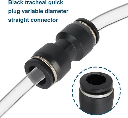 20 PCS 6MM إلى 8MM أسود مخفض مستقيم لتوصيل التجهيزات الهوائية ، وموصلات هواء الإفراج السريع للأدوات والتصنيع in Saudi Arabia