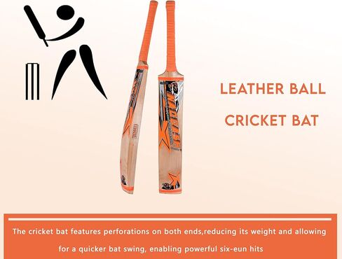 Kashmir Willow Leather Ball Cricket Bat, Exclusive Cricket Bat for Adult Full Size with Free Best Bat Cover & Protection Sheet in Kuwait