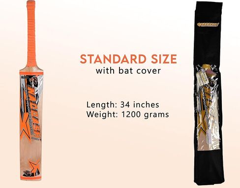 Kashmir Willow Leather Ball Cricket Bat, Exclusive Cricket Bat for Adult Full Size with Free Best Bat Cover & Protection Sheet in Kuwait