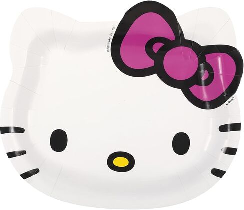 Unique White Hello Kitty Shaped Paper Plates - 8.50" x 7.38" (Pack of 8) - Fun Character Design, Perfect for Kids' Birthday Parties and Themed Celebrations in Saudi Arabia