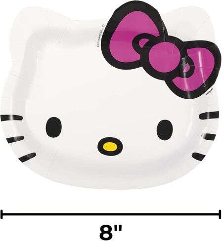 Unique White Hello Kitty Shaped Paper Plates - 8.50" x 7.38" (Pack of 8) - Fun Character Design, Perfect for Kids' Birthday Parties and Themed Celebrations in Saudi Arabia
