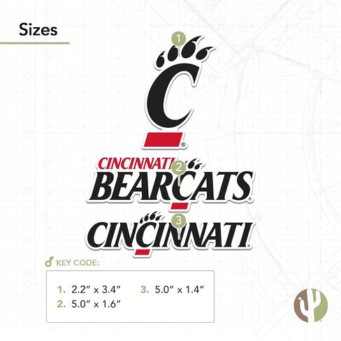 Desert Cactus University of Cincinnati Sticker Bearcats UC Vinyl Scals Laptop Bottle Car Scrapbook T5 (النوع 5-1) in Saudi Arabia