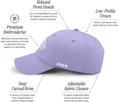 FOCO MEN NFL Pastel Lavender Primary Team Logo Cap Cap in Saudi Arabia