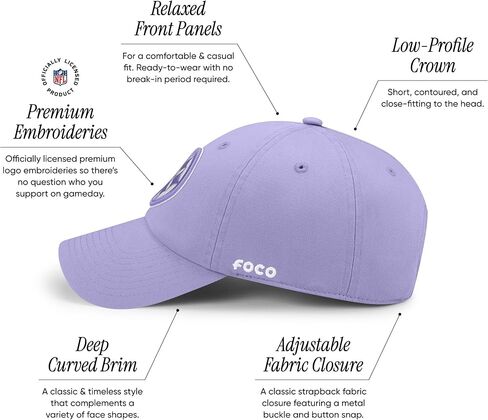 FOCO Men's NFL Pastel Lavender Primary Team Logo Casual Cap in Kuwait