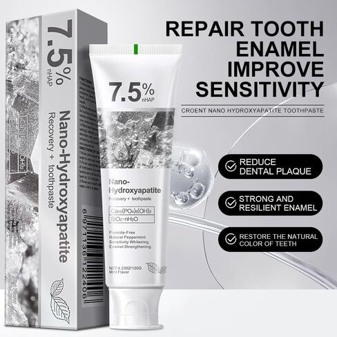 Nano Hydroxyapatite Toothpaste 7.5% nHAP, 4.23 oz – Enamel-Strengthening • Fluoride-Free • Natural Peppermint • Ideal for Sensitive Teeth in Kuwait