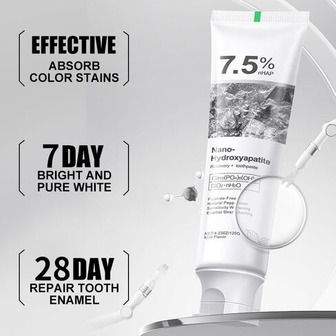 Nano Hydroxyapatite Toothpaste 7.5% nHAP, 4.23 oz – Enamel-Strengthening • Fluoride-Free • Natural Peppermint • Ideal for Sensitive Teeth in Kuwait