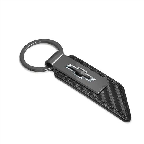for Chevrolet Black Logo Carbon Fiber Texture PU Leather Key Chain Keychain, Official Licensed in Saudi Arabia