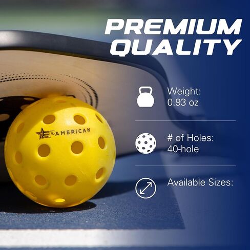 EP American Outdoor Pickleballs USAPA Approved | Made in USA with Durable Design | Tournament-Ready, High Performance | 40 Precision Holes for Balanced Flight, Consistent Spin in Saudi Arabia